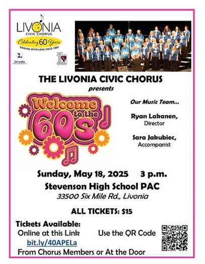 Flyer for a Livonia Civic Chorus show