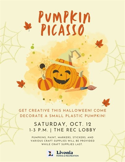 Flyer for a Pumpkin-themed craft activity