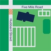 An overhead map of streets by The Rec with lines indicating a partial closure of Hubbard Street