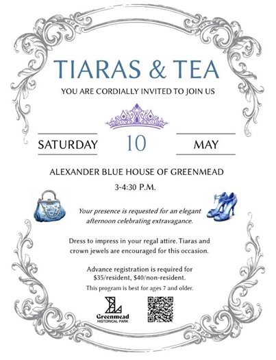 Flyer for a tea and tiaras event