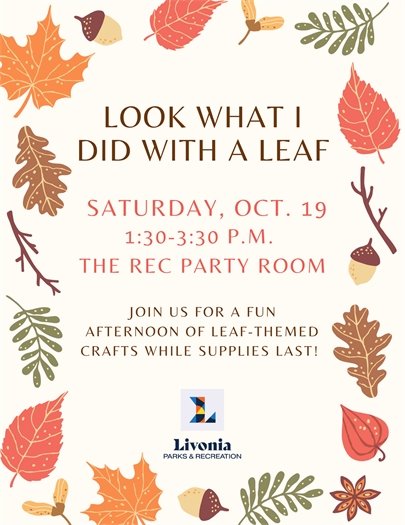 Flyer for a Leaf-themed craft activity