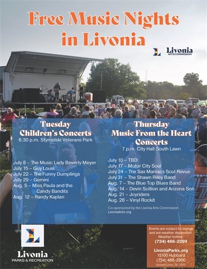 Flyer for summer concerts