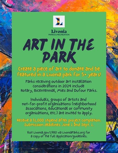 Flyer for local artists to create sculptures for Livonia Parks