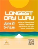 A flyer for Livonia Parks and Recreation's Longest Day Luau