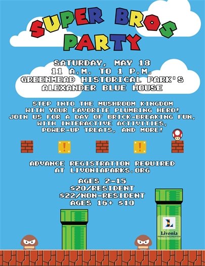 Super Bros. Party Flyer