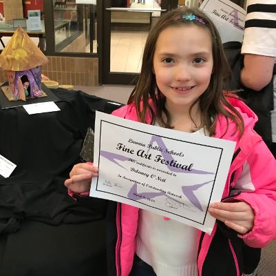 Girl Holding Fine Art Festival Certificate