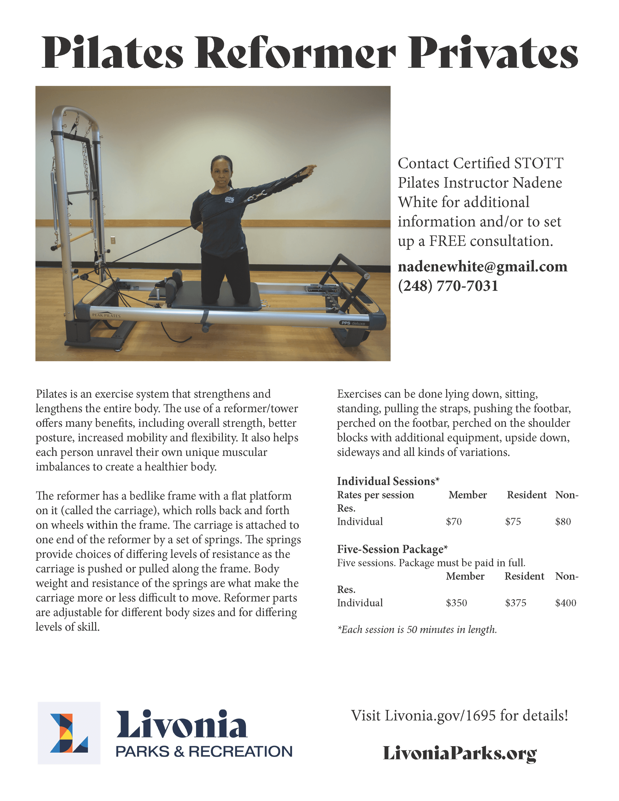 Pilates Reformer Privates Flyer 2024-4-11